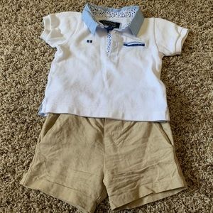 Mayoral linen shorts with matching collared shirt